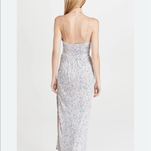 Free People Intimately All I Ever Wanted Maxi Floral Pink Blue Slit Dress large - Picture 4 of 10